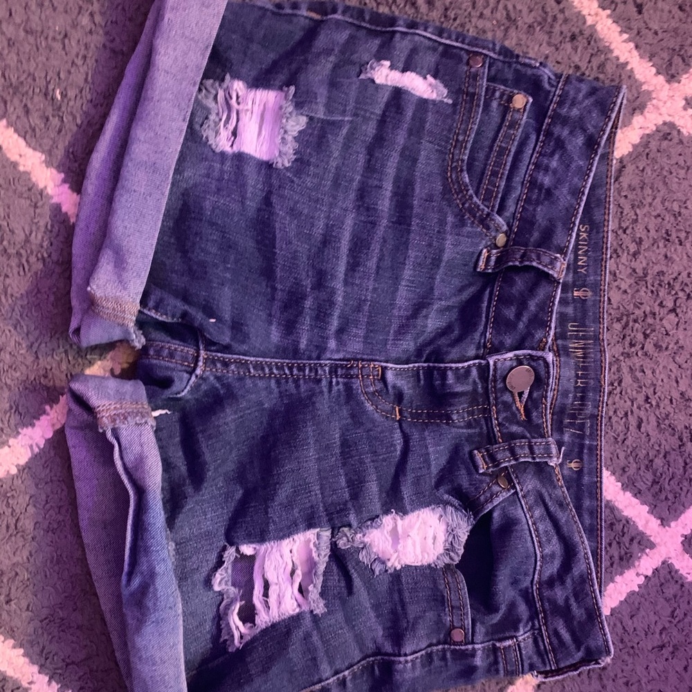 Ripped jean shorts